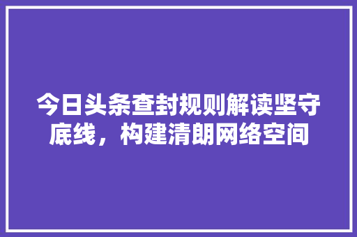 今日头条查封规则解读坚守底线，构建清朗网络空间