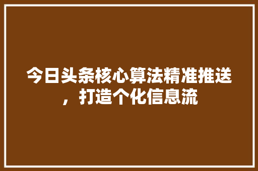 今日头条核心算法精准推送，打造个化信息流