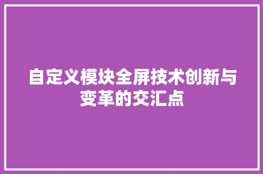 自定义模块全屏技术创新与变革的交汇点 百度SEO