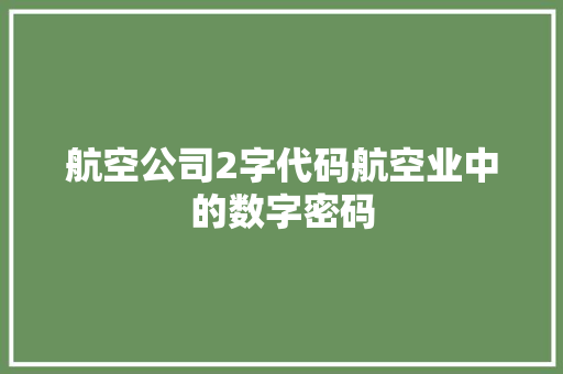 航空公司2字代码航空业中的数字密码