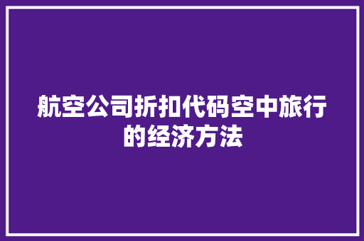 航空公司折扣代码空中旅行的经济方法 GoogleSEO