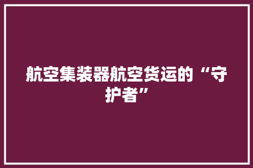 航空集装器航空货运的“守护者”