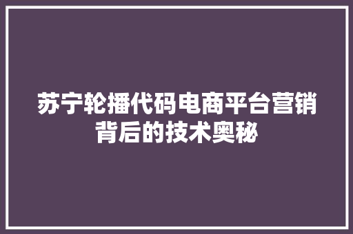 苏宁轮播代码电商平台营销背后的技术奥秘 必应SEO