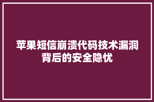 苹果短信崩溃代码技术漏洞背后的安全隐忧 百度SEO