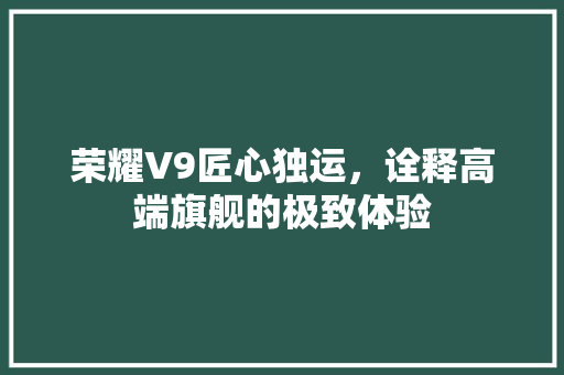 荣耀V9匠心独运，诠释高端旗舰的极致体验 必应SEO
