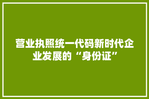营业执照统一代码新时代企业发展的“身份证”
