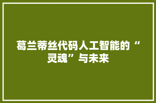 葛兰蒂丝代码人工智能的“灵魂”与未来 百度SEO