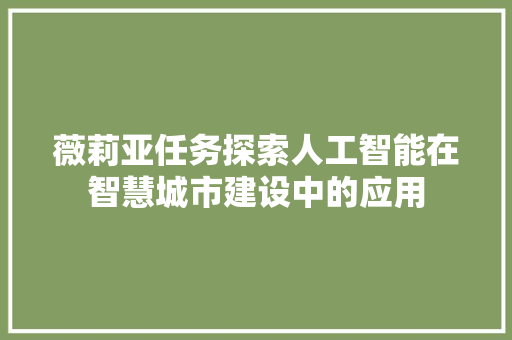 薇莉亚任务探索人工智能在智慧城市建设中的应用 神马SEO