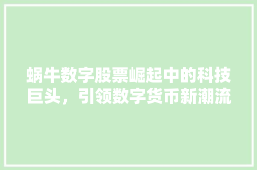 蜗牛数字股票崛起中的科技巨头，引领数字货币新潮流 神马SEO