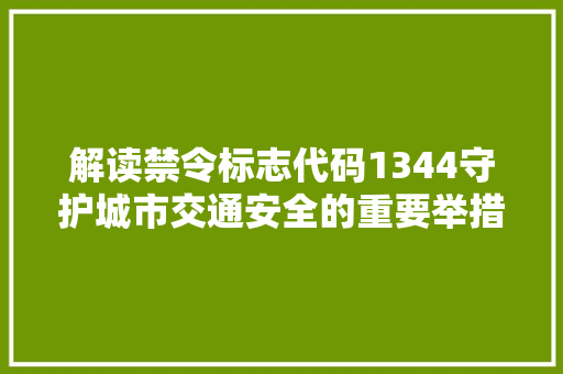 解读禁令标志代码1344守护城市交通安全的重要举措 GoogleSEO