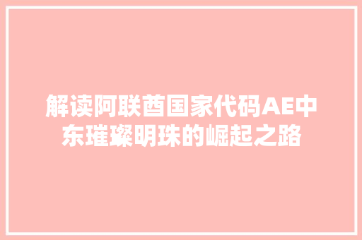 解读阿联酋国家代码AE中东璀璨明珠的崛起之路