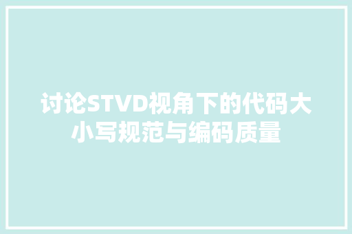 讨论STVD视角下的代码大小写规范与编码质量 GoogleSEO