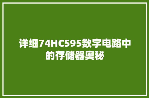 详细74HC595数字电路中的存储器奥秘 神马SEO