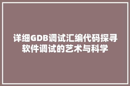 详细GDB调试汇编代码探寻软件调试的艺术与科学 百度SEO
