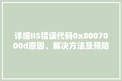 详细IIS错误代码0x8007000d原因、解决方法及预防措施
