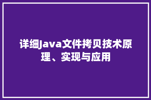 详细Java文件拷贝技术原理、实现与应用 搜狗SEO