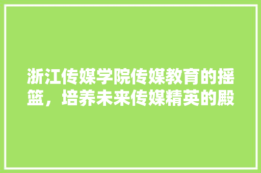 浙江传媒学院传媒教育的摇篮，培养未来传媒精英的殿堂