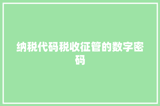 纳税代码税收征管的数字密码