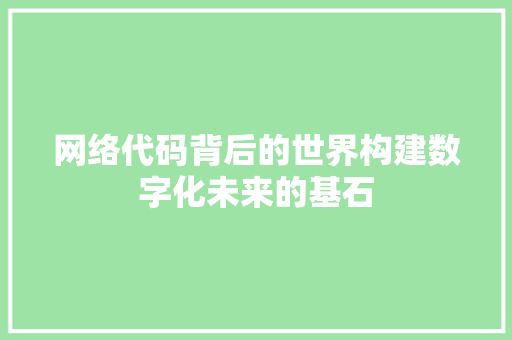 网络代码背后的世界构建数字化未来的基石