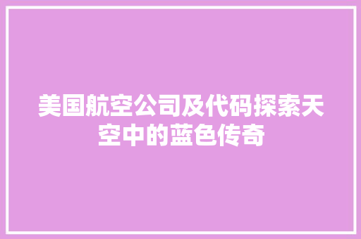 美国航空公司及代码探索天空中的蓝色传奇