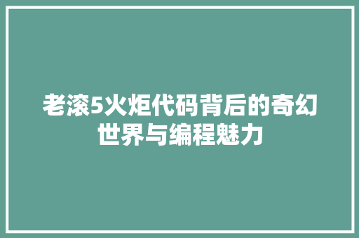 老滚5火炬代码背后的奇幻世界与编程魅力