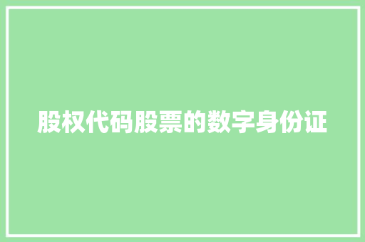 股权代码股票的数字身份证