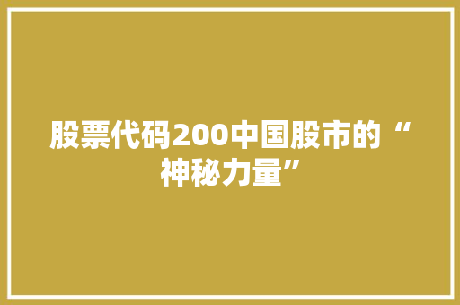 股票代码200中国股市的“神秘力量”