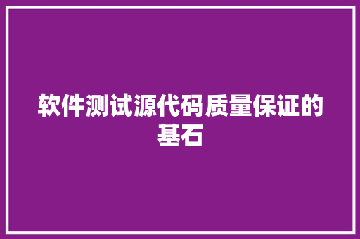 软件测试源代码质量保证的基石 GoogleSEO