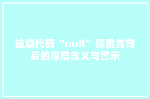 违章代码“null”探索其背后的深层含义与警示