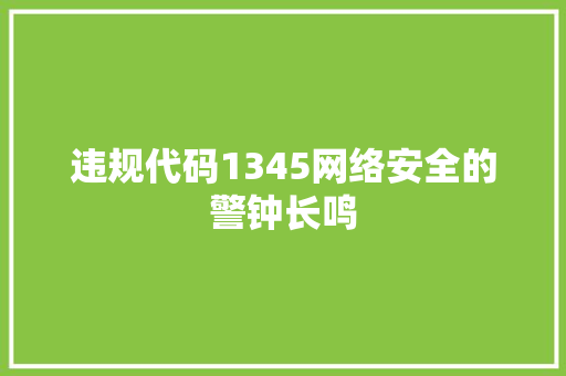 违规代码1345网络安全的警钟长鸣