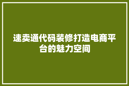 速卖通代码装修打造电商平台的魅力空间