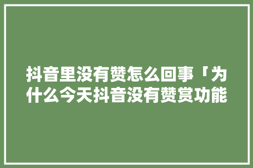 抖音里没有赞怎么回事「为什么今天抖音没有赞赏功能」 抖音里没有赞怎么回事「为什么今天抖音没有赞赏功能」 百度SEO