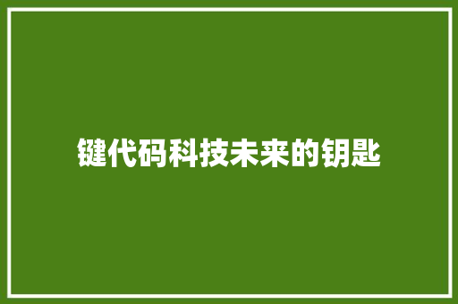 键代码科技未来的钥匙