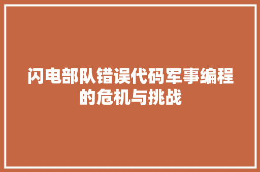 闪电部队错误代码军事编程的危机与挑战 必应SEO