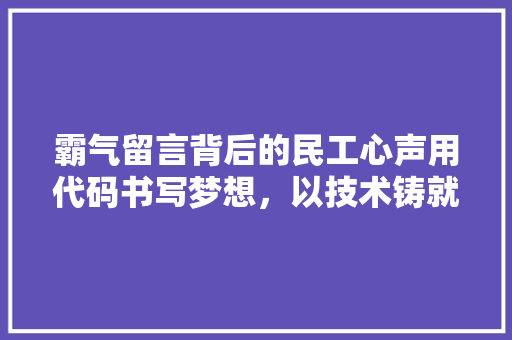 霸气留言背后的民工心声用代码书写梦想，以技术铸就未来