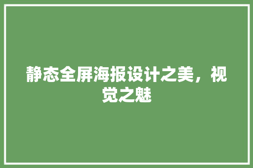 静态全屏海报设计之美，视觉之魅