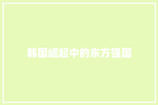 韩国崛起中的东方强国