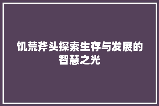 饥荒斧头探索生存与发展的智慧之光