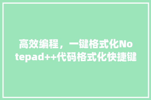 高效编程，一键格式化Notepad++代码格式化快捷键全 GoogleSEO