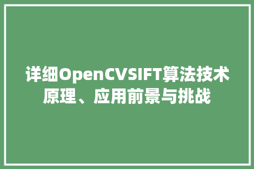 详细OpenCVSIFT算法技术原理、应用前景与挑战