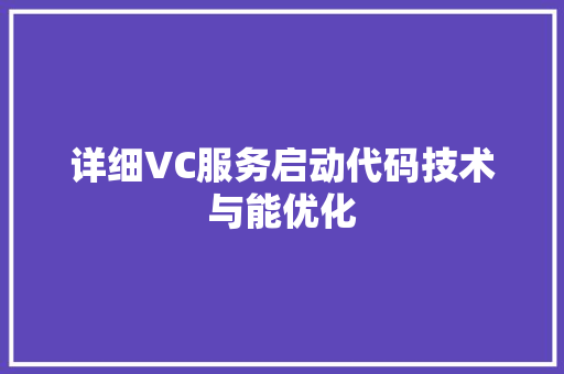 详细VC服务启动代码技术与能优化