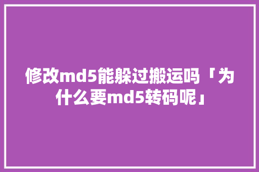 修改md5能躲过搬运吗「为什么要md5转码呢」 修改md5能躲过搬运吗「为什么要md5转码呢」 GoogleSEO
