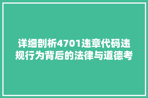 详细剖析4701违章代码违规行为背后的法律与道德考量