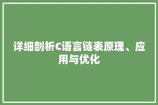 详细剖析C语言链表原理、应用与优化