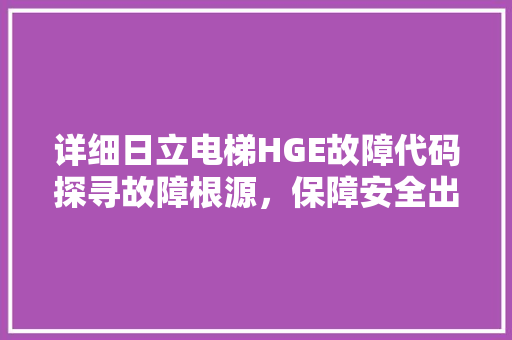 详细日立电梯HGE故障代码探寻故障根源，保障安全出行