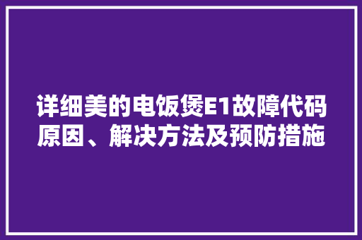 详细美的电饭煲E1故障代码原因、解决方法及预防措施 百度SEO