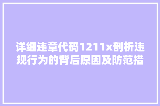 详细违章代码1211x剖析违规行为的背后原因及防范措施 GoogleSEO