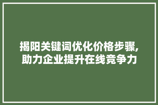 揭阳关键词优化价格步骤,助力企业提升在线竞争力