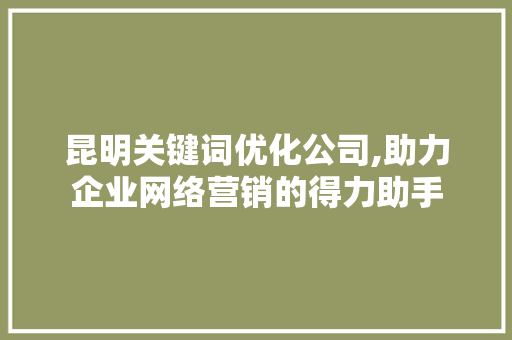 昆明关键词优化公司,助力企业网络营销的得力助手 神马SEO