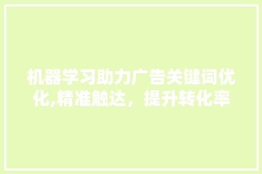 机器学习助力广告关键词优化,精准触达，提升转化率 神马SEO